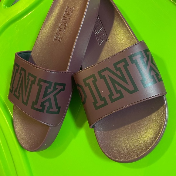 NWOT~PINK Logo Strap Slide Sandals - Picture 3 of 4